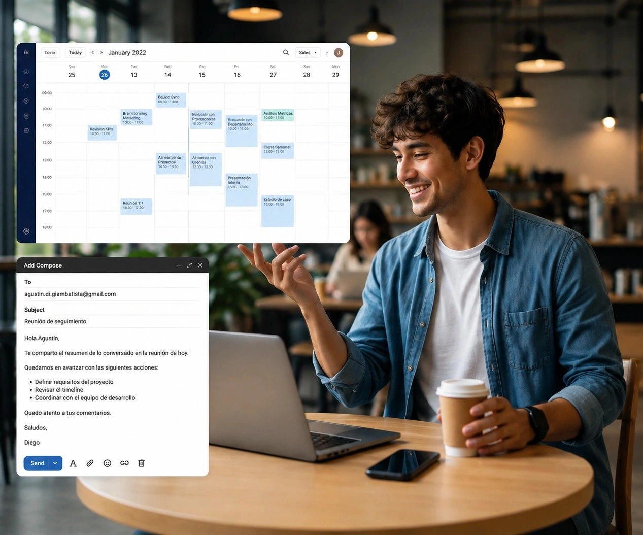 Agenda automática y correo de seguimiento gestionados por inteligencia artificial