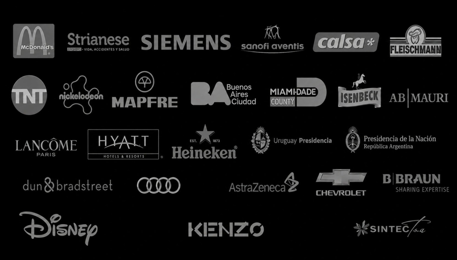 Logos de clientes y organizaciones vinculadas a la experiencia de CallBotIA y LonelyCrossGroup